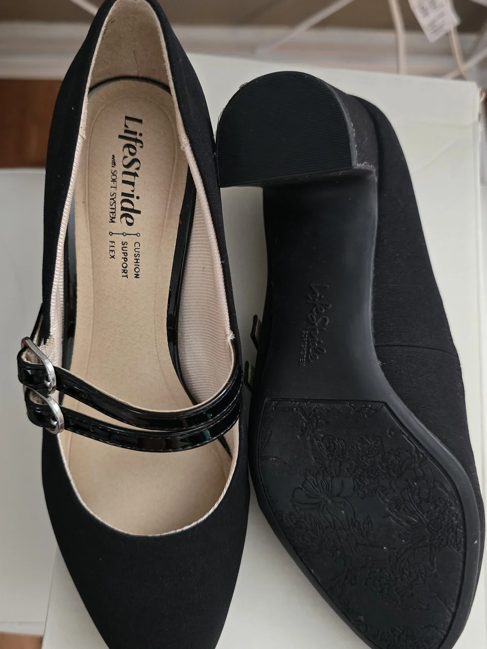 Life Stride Women's Black Mary Jane Flats with Double Strap